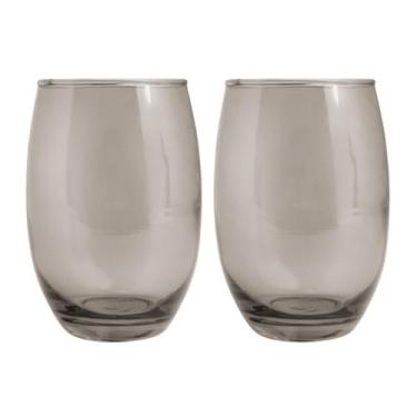Imagem de Copos de Vidro 450ml Cinza California Agua Suco Vinho 2 Unid - PRATICA