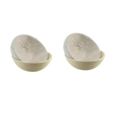 Imagem de 2 peças de pano de cesta de pão à prova de 22 cm, pano redondo, material de pano, forro respirável reutilizável, panos de pão à prova de linho de algodão, ferramentas de panificação e acessórios para