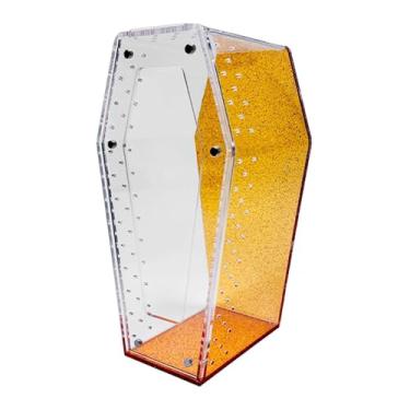 Imagem de Fenteer Terrário pequeno transparente para aranha-saltadora, caixa para aquário, gaiola para tarântula, terrário de acrílico para répteis, ideal para, Laranja