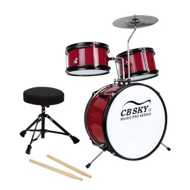 Imagem de CB SKY Conjunto De Bateria Infantil/Júnior 5 Peças, Bumbo 13"/Iniciante (Padrão)/Brinquedos Musicais Infantis, Instrumento (Vermelho)
