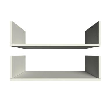 Imagem de Kit 2 Prateleiras U 60 X 15mm Suporte Invisível Dormitório Bebe Infantil Branca