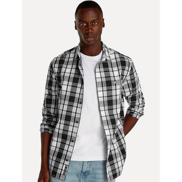 Imagem de Camisa Tommy Jeans Masculina Regular Poplin Xadrez Check Preta-Masculino