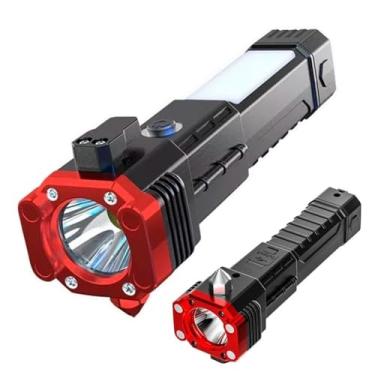 Imagem de Lanterna Multifuncional Recarregavel Power Bank Martelo Ima lanterna tatica militar Adequado para acampar