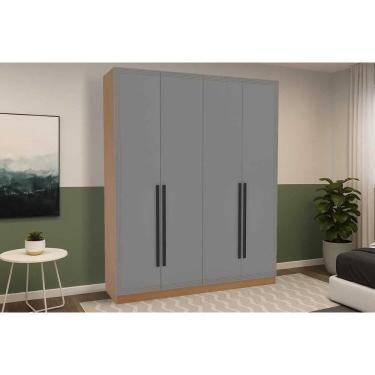 Imagem de Guarda Roupa Casal 4 Portas E 4 Gavetas Valência Freijo/cinza - Politorno