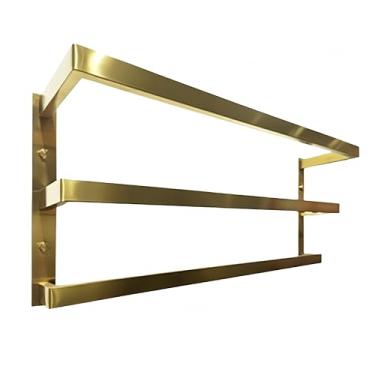 Imagem de SEIDO Toalheiro para banheiro, barra de toalha quadrada de 3 camadas de 32 polegadas, toalheiro de banheiro de aço inoxidável SUS 304 montado na parede, trilho de suporte de toalha dourado escovado