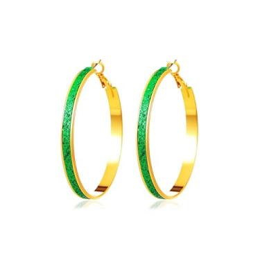 Imagem de BOOZIQ Brincos femininos de Dia de São Patrício com pingente de trevo verde brinco irlandês chapéu verde festival brinco dia de São Patrício joias presente para mulheres, Large, Metal, Sem pedra