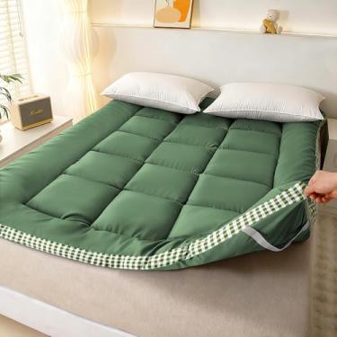 Imagem de Cobertura de colchão de 7 cm de espessura, tamanho solteiro, antiderrapante para dor nas costas, respirável, dobrável, protetor de colchão lavável na máquina (99 x 190 cm, verde)