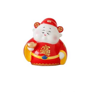 Imagem de Cofrinho de cerâmica God of Wealth, pote simbólico para presentes de inauguração de casa, decoração de fortuna e prosperidade (tamanho único)