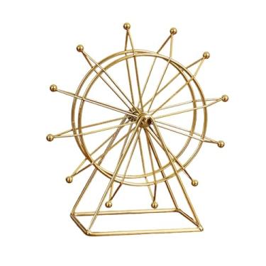 Imagem de Fenteer Roda dourada decorativa de metal para mesa, peça de arte em ferro, giratória, ideal para escritório, de entrada, prateleira ou decoração, Style a