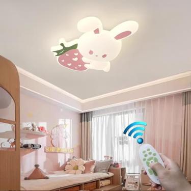Imagem de Luminária de teto de 60W com controle remoto, moderna e dimerizável, em formato de desenho animado, com LED, ideal para quarto infantil, quarto de bebê e restaurante.