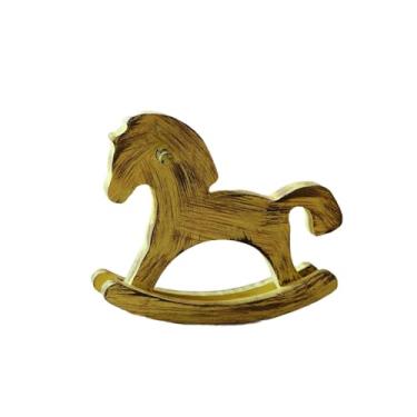 Imagem de BLWOTMOR Cavalo de Balanço de Madeira, Peça Decorativa para Casa, Artesanato, Brinquedo de Mesa, Centro de Mesa, Presente Ideal para As Festas de Fim de Ano, D, Amarelo, Tamanho real