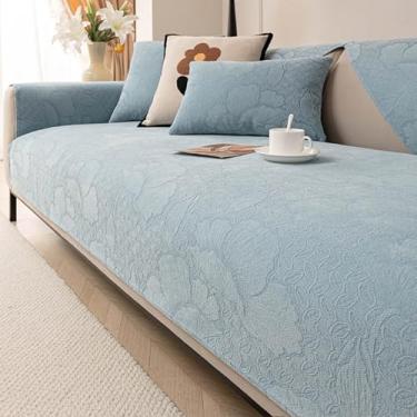 Imagem de HGTRH Capa sofá Chaise Longue braço esquerdo ajustável, cobre sofá de 3 lugares e Cheslong, veludo holandês capas decorativas para sofá com verso antiderrapante, com apoio de braços verde 90 * 90