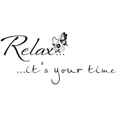 Imagem de Fencosyn Decalque de parede Relax It's Your Time, adesivos de citação de spa e autocuidado, arte de parede inspiradora minimalista para quarto, banheiro, sala de estar, letras de vinil removíveis para