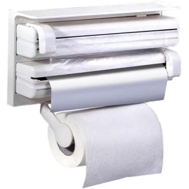 Imagem de Suporte de Parede para Papel Filme, Alumínio e Papel Toalha, Branco, Montagem na Parede