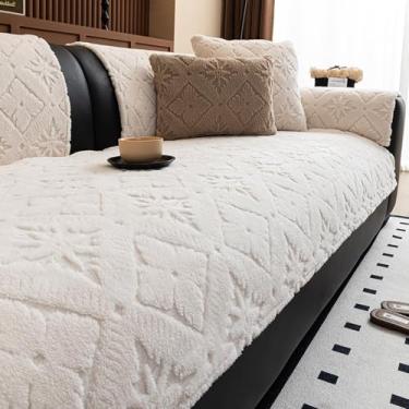 Imagem de HGTRH Capa de sofá sofá de canto 4 e 3 lugares, capa de sofá 3 2 1 conjunto de protetor de sofá antiderrapante resistente à sujeira protetor de móveis macio cobertor de sofá capa de almofada bege 50