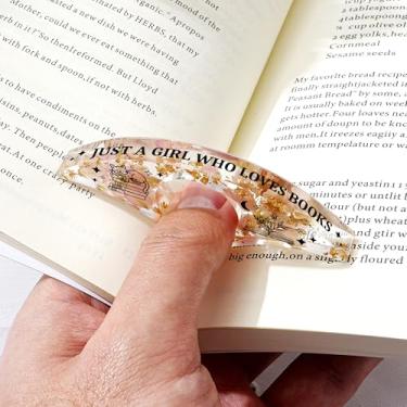 Imagem de Marcador de livro de resina de flor de aniversário personalizado, marcador de livro para presentes de aniversário de Natal, acessórios de leitura de anel de polegar feitos à mão com flor personalizada