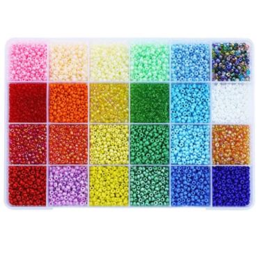 Imagem de LEECOON 7800 peças tamanho 8/0, contas de semente de 3 mm para fabricação de joias, miçangas pequenas 24 cores para fazer pulseiras