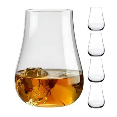 Imagem de NUDE Conjunto de 4 copos de uísque – Copos vintage de cristal sem chumbo de 320 ml para Whisky, Scotch e Bourbon – Perfil clássico, seguro para lava-louças