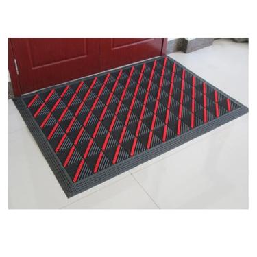 Imagem de SPXMQSS Tapetes externos para jardim, tapetes extra grandes para área externa, tapete de fácil limpeza, tapete de retalhos, resistente ao desgaste, para deck varanda, varanda, vermelho, 150 x 300 cm