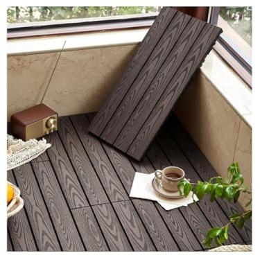 Imagem de SPXMQSS Azulejos para decks, azulejos de piso compostos, azulejos de convés interligados para exterior interior pátio jardim varanda terraço fácil de instalar 30 x 60 x 2,3 cm A 18 peças
