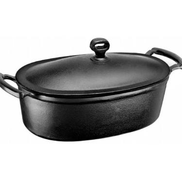 Imagem de Caçarola de Ferro Fundido Oval com Alça Tampa de Ferro 5L