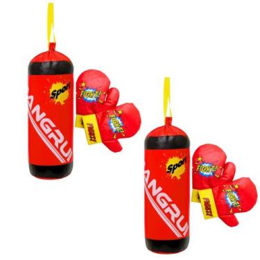 Imagem de Kit 2 luvas de boxe e saco pancada para treino luta atividade fisica b