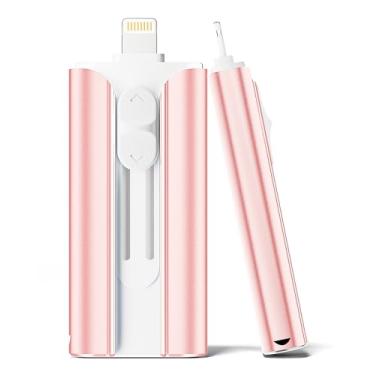Imagem de Pen drive de 256 GB certificado MFi para iPhone Thumb Drive, 3 em 1 USB tipo C, pen drive para fotos, armazenamento externo de alta velocidade para iPhone/iPad/Android/PC (rosa rosa)