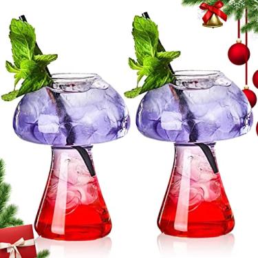 Imagem de SuproBarware Copos de vinho criativos em forma de cogumelo conjunto de 2 copos de vidro transparentes 250 ml para festa novidade beber para KTV Bar Club (transparente)