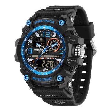 Imagem de Relógio Esportivo Digital Multifuncional Resistente À Água 50m Alarme Preto Azul