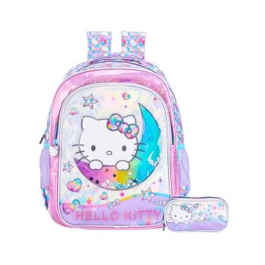 Imagem de Kit Hello Kitty Mochila De Costas + Estojo Triplo Luxo