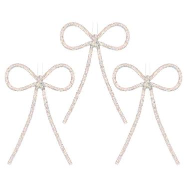 Imagem de 3 peças de enfeites de laço de Natal feitos à mão com corda para pendurar, laços decorativos de glitter para decoração de árvore de Natal, guirlanda e guirlanda, férias reutilizáveis, casa, decoração