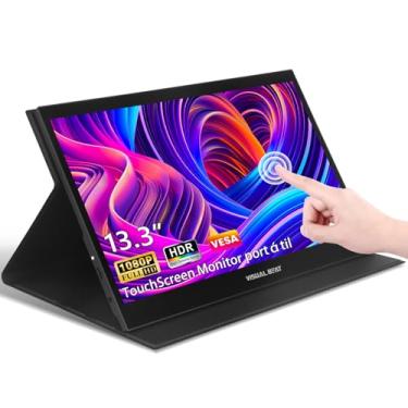 Imagem de Monitor Portátil Touchscreen 13,3" com Capa, Tela IPS 1080P, USB-C e HDMI Plug-and-Play, Alto-Falantes Integrados, Suporte VESA, Monitor Ultrafino para Laptop, PC, MacBook, Smartphone e Consoles