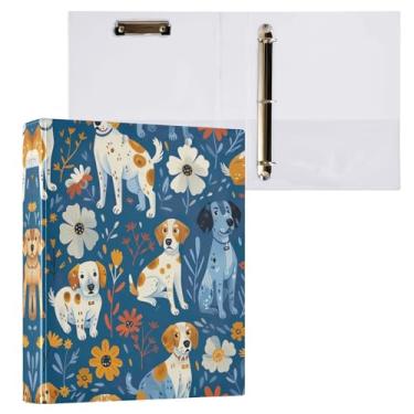 Imagem de Qilmy Organizador de fichário redondo de cachorro fofo, fichário de 3 anéis com prancheta (carta A4), fichário fofo para material de escritório escolar 210