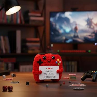 Imagem de Controle de jogo de crochê feito à mão, presente para professor chefe colega de trabalho, decoração de apoio emocional com cartão inspirador, presente positivo para várias ocasiões