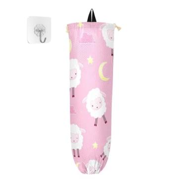 Imagem de xigua Suporte de parede para saco plástico de ovelha fofa com cordão, pacote com 2, organizador de sacolas de compras reutilizáveis, decoração para bolsas, meias, roupas íntimas e gravatas