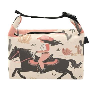 Imagem de STAYTOP Lancheira Cowboy Girl in The Desert com fivela de alça, lancheira isolada para meninos e meninas, lancheira térmica para trabalho escolar
