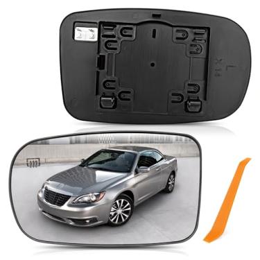 Imagem de TOP-MAX Substituição de vidro do espelho do lado esquerdo do motorista aquecido para Dodge Charge 2011-2023, Chrysler 300, Chrysler 200 2011-2014, vidro retrovisor com placa de suporte substitui