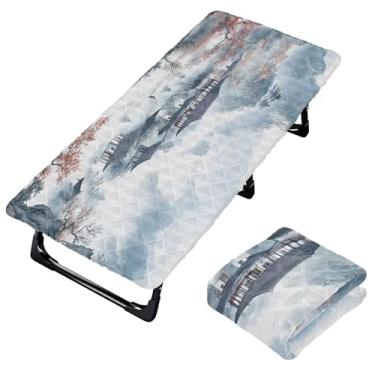 Imagem de Burbuja Lençol de berço com pintura de paisagem chinesa para crianças pequenas, tapete acolchoado portátil com elástico para meninas e meninos, lavável na máquina, 63,5 x 127 cm