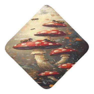 Imagem de STAYTOP Toalhas de bebê retrô com capuz de musselina de cogumelos selvagens, toalha de banho super macia, toalhas de banho absorventes para banho recém-nascido unissex 76 x 76 cm