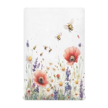 Imagem de STAYTOP Lençóis de berço de flores silvestres e borboletas para meninos e meninas, lençol com elástico para berço padrão e colchão infantil, de microfibra supermacia, 99 × 69 × 5 cm