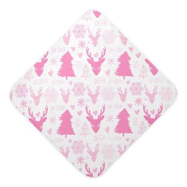 Imagem de Burbuja Toalha de banho de bebê de cervo de árvore de inverno - Toalha com capuz de musselina macia e absorvente para recém-nascidos e bebês, 89 x 89 cm
