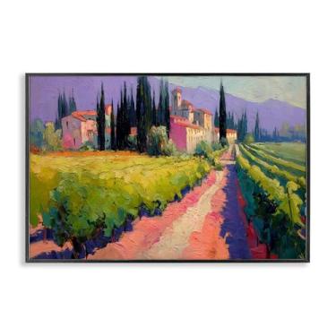 Imagem de Stupell Industries Arte giclée emoldurada cinza Purple Mountains Village, design por Annabelle Hall, 12 x 18
