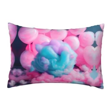 Imagem de Capa de almofada rosa com estampa de algodão doce para sala de estar primavera fazenda para decoração de férias em casa