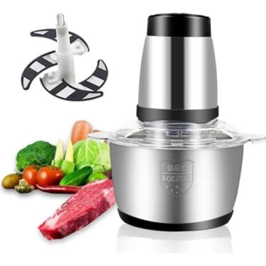 Imagem de Processador de Alimentos Elétrico Moedor de Carne, 850W, 2L, Aço Inoxidável, 2 Velocidades, Prata, Livre de BPA, 110V