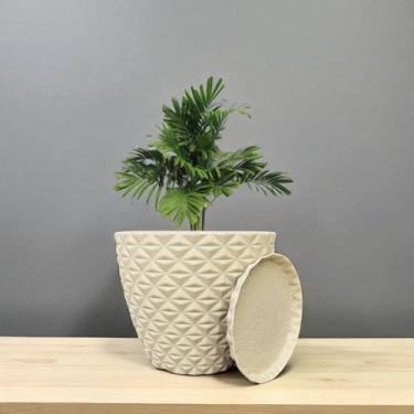 Imagem de Vaso Decoratico Planta Flor Coluna Diamante 20x23 Jardim Varanda Polietileno (Bege)