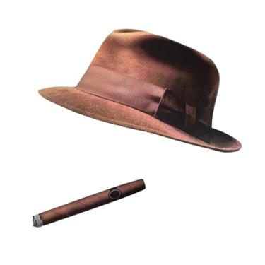 Imagem de NYTKL Decalque de janela Fedora e charuto, adesivos The Driving Crooner Decalques Fedora chapéu e charuto, adesivos engraçados à prova d'água para carro decoração criativa para janela lateral