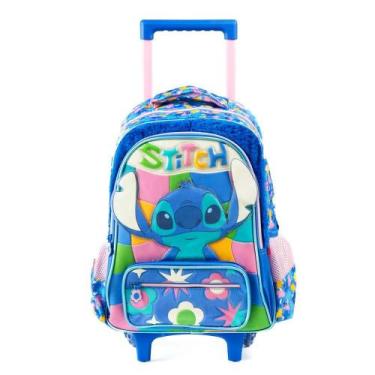 Imagem de Mochila de Rodinha Infantil Stitch Azul - Bagaggio, U, Azul