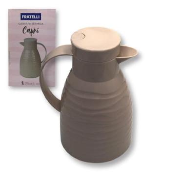 Imagem de Garrafa Térmica Capri Nude, 1 Litro, Plástico e Vidro, Isolamento Térmico, 23,5x24,5x15cm, 520g