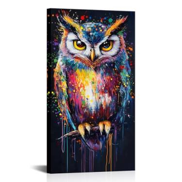 Imagem de AoArtWZ Arte de parede em tela de coruja pintura de pássaros em galho colorido decoração de parede de animais de fazenda para sala de estar quarto cozinha casa 51 x 91 cm
