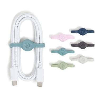 Imagem de U Brands Clipes de cabo organizador de cabos magnéticos de silicone, conjunto de 6 abraçadeiras, gerenciamento de cabos, acessórios de mesa de escritório, materiais de escritório, cores sortidas